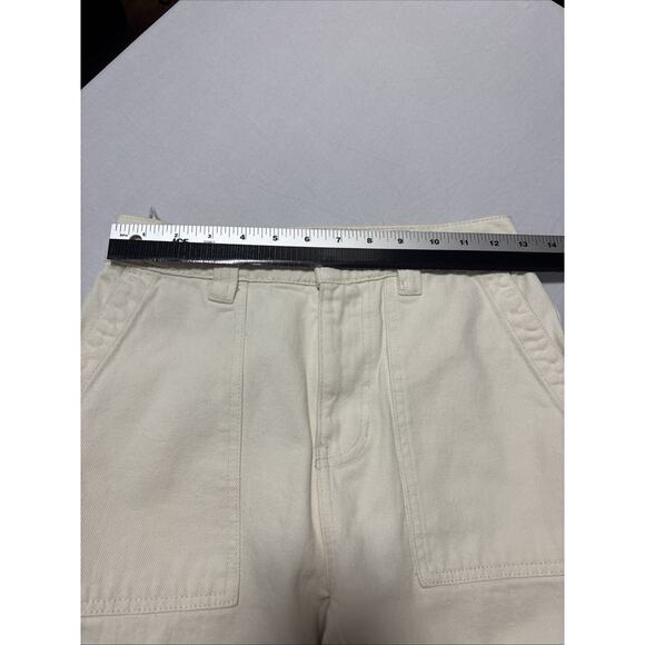 Pacsun Cargo Jeans Womens 25 High Rise Wide Leg Bone White Utility Denim Pants - Picture 6 of 8